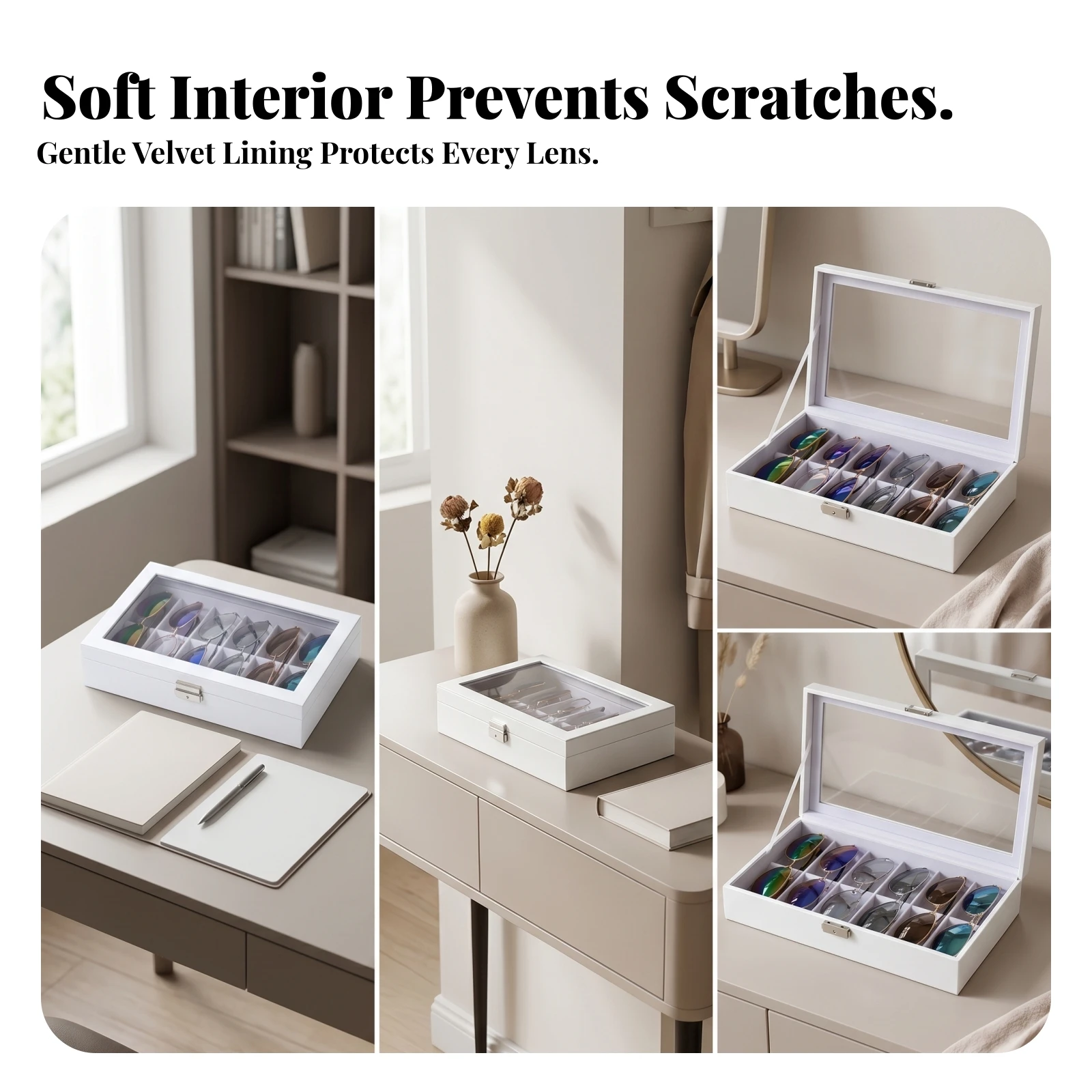 Compartmented Eyeglasses Box Single Front Latch Sunglasses Display Case Eyeglasses Storage Box Rectangular
