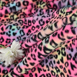 Rainbow Colourful Imitation Rabbit Fur Fabric Leopard Pattern Soft Faux Fur Fabric For Sewing Pillow Backpack Shoes Bag Toys