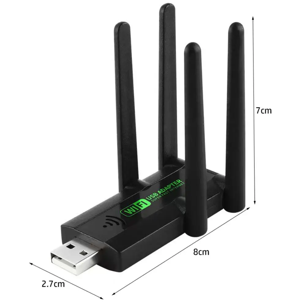 Adaptador USB WiFi de banda dupla 2.4G / 5.8Ghz Transmissão de alta velocidade 4 antenas Repetidor sem fio USB3.0 Driver grátis