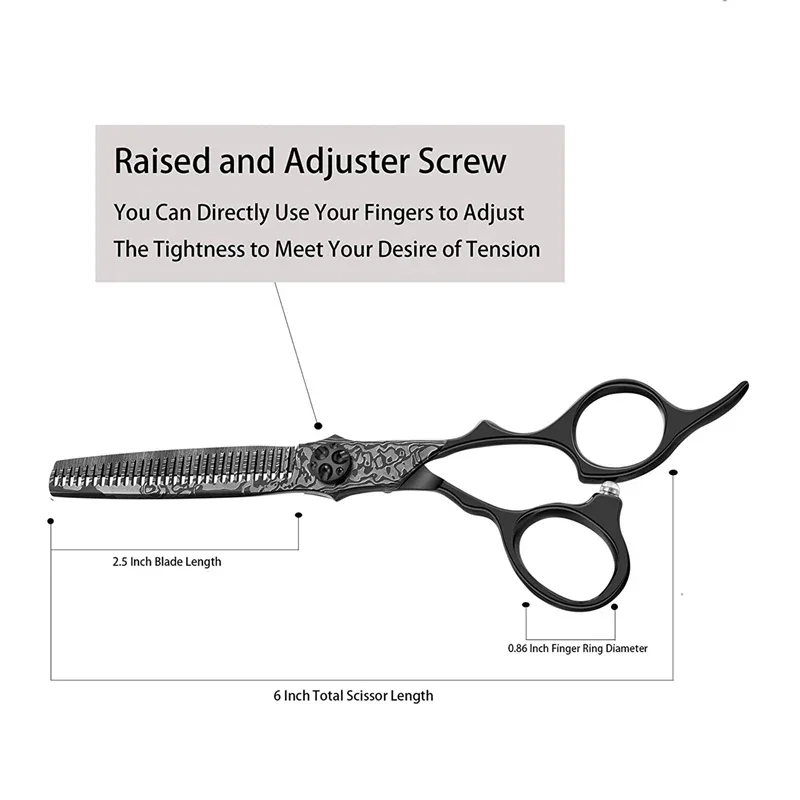 FnLune 6.0 Japan Steel Professional Hair Salon Scissors Cut Barber Accessories Haircut Thinning Shear Hairdressing Tool Scissors