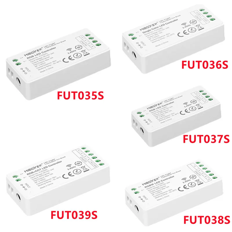 2.4GHz RF LED Controller FUT035S FUT036S FUT037S FUT038S FUT039S for Dual White /Single Color /RGB /RGBW/RGB+CCT strip DC12V~24V