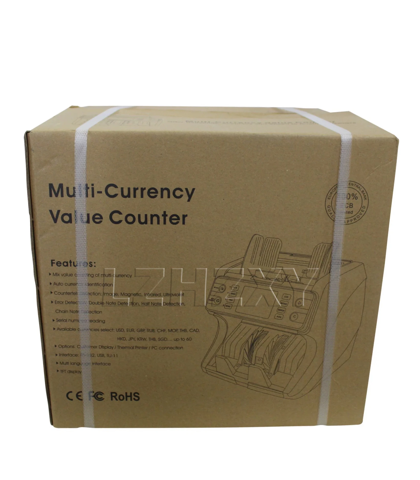 Многофункциональный счетчик банкнот 220/110В с детектором валют и дисплеем для долларов США/евро