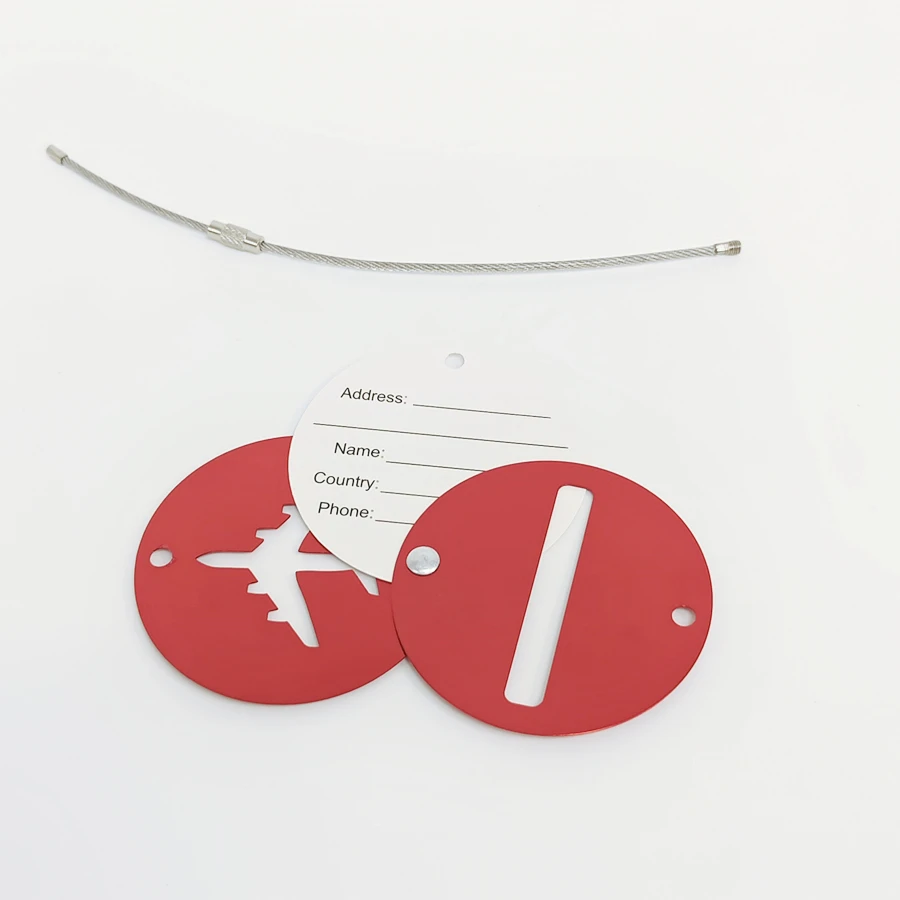 1 Piece Airplane Aluminum Alloy Round Luggage Tags Travel Accessories for Women or Men