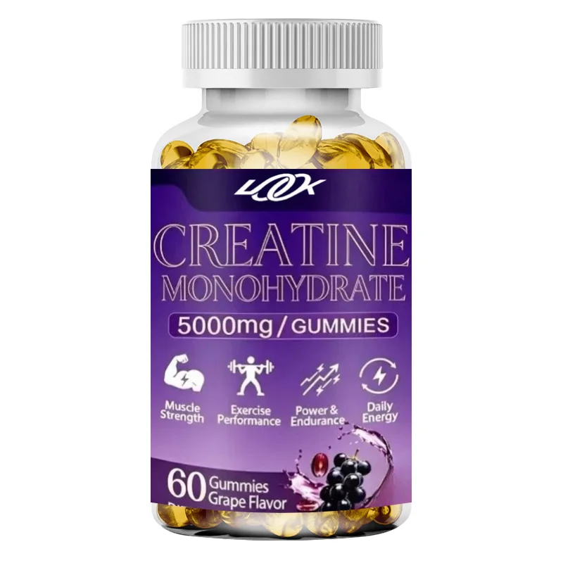 Creatine Monohydrate 5000mg - Grape Flavored Chewable Supplement 60 Gummies