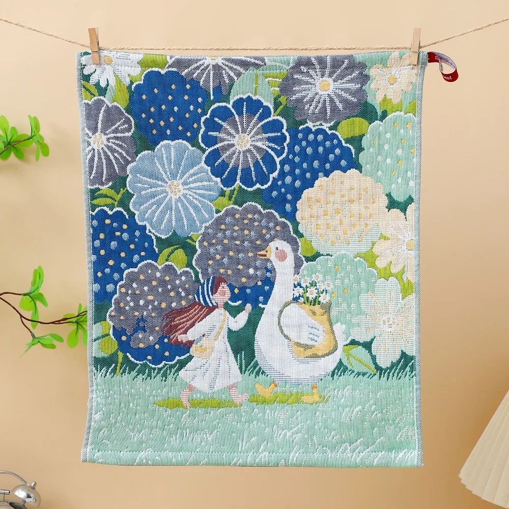 New 34x40cm Large Hand Towel 4 Layer Cotton Gauze Cartoon Pure Cotton Dish Cloth Decorative Quick Dry Tea Towel Home Restaurant