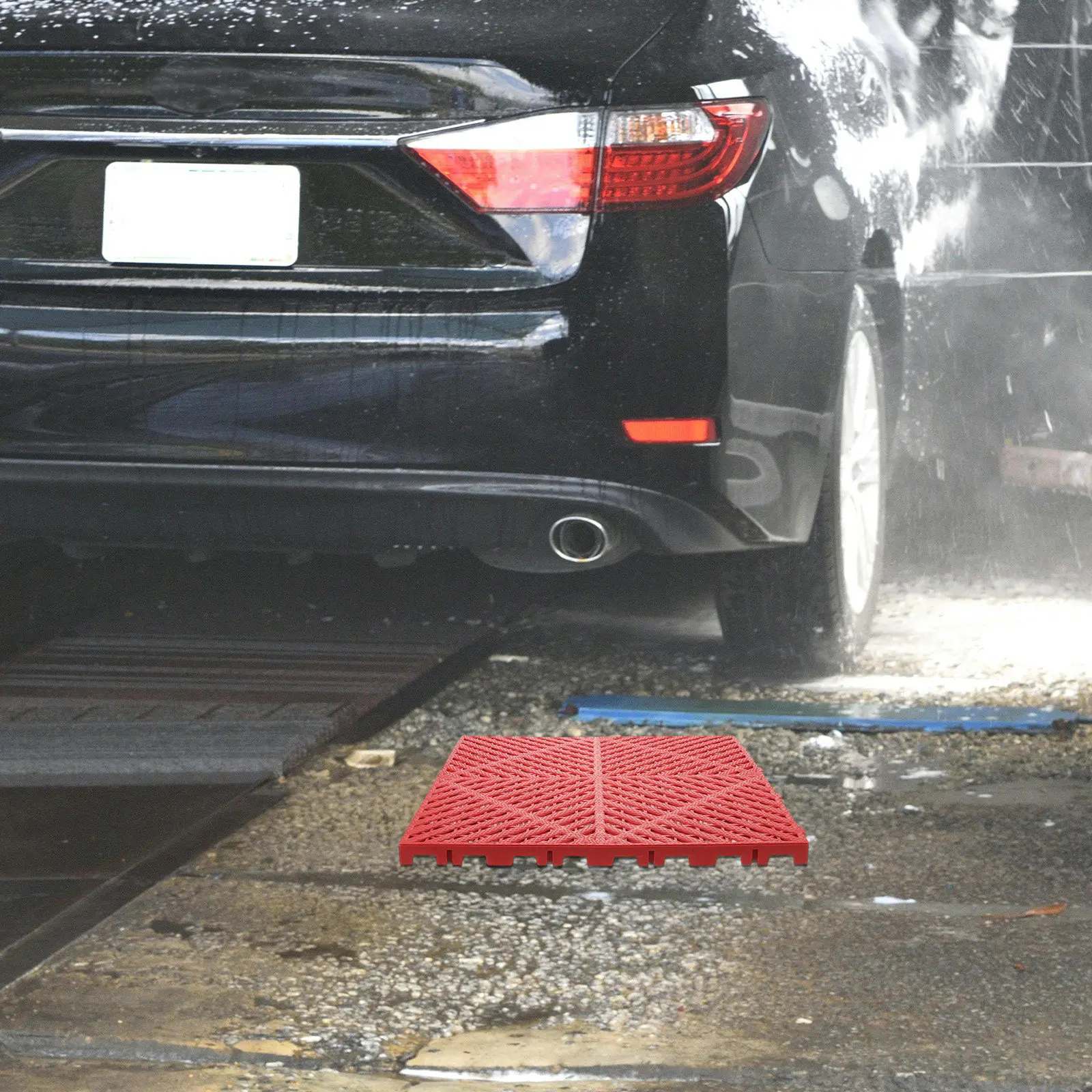 

2Pcs Wash Bay Flooring Interlocking Plastic Grate Heavy Duty Drainage Tile Non Slip Garage Floor Mat for Car Washing Auto