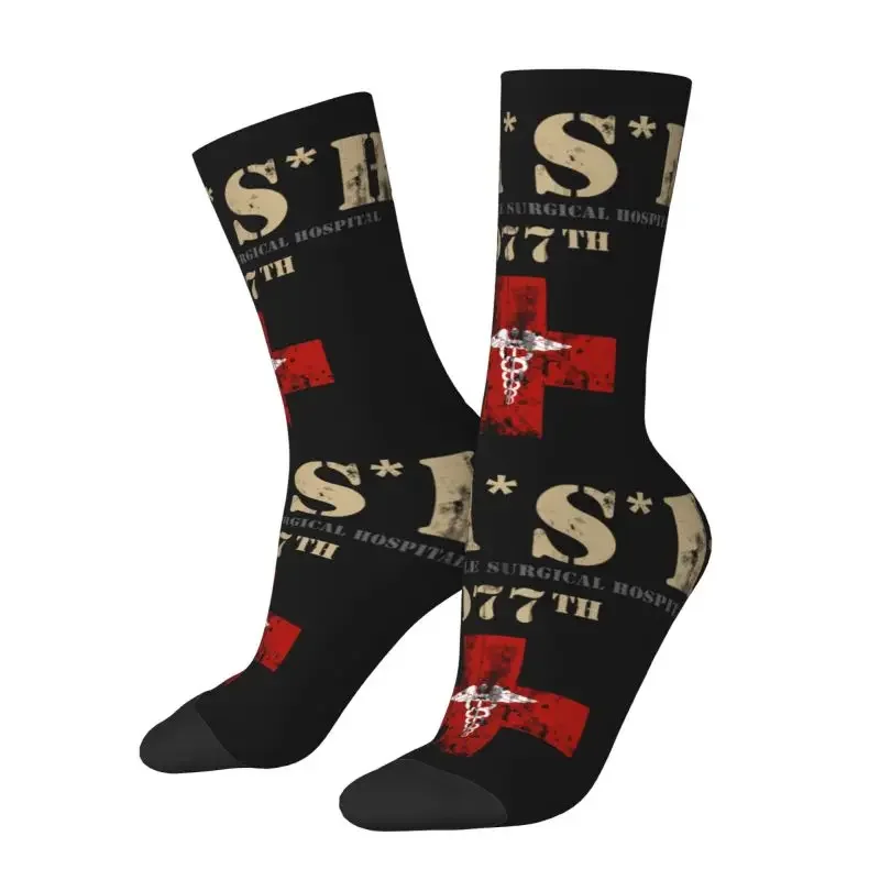 Funny Print Mash Distressed Logo Socks for Men Women Stretch Summer Autumn Winter Crew Socks