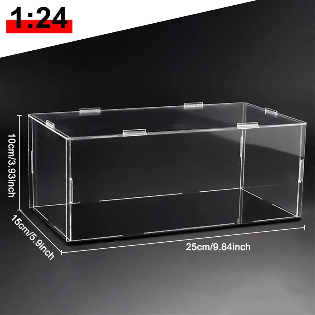 1:24 Scale Large Diecast Model Car Display Case | Durable Transparent Collector'S Storage Box with Black Base for Diecast Cars