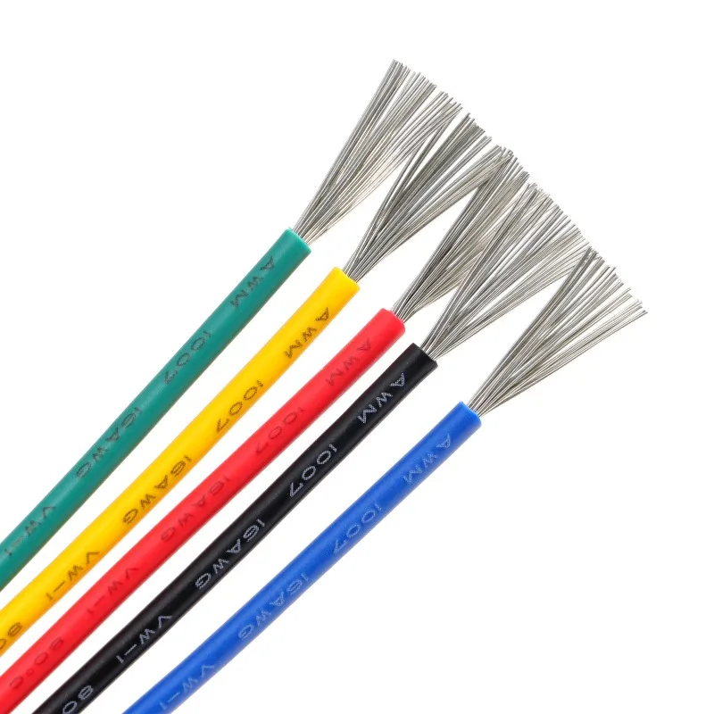 5/10m 1007 Electric Wire Multi-Stranded 30 28 26 24 22 20 18 16 AWG PVC Insulation Tinned Copper Cable 300V DIY LED Lamp Line
