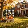 Fall Pumpkin Welcome Garden Flag 12x18 Inch Double Sided, Fall Yard Burlap Flag Outdoor Outside Decorations, Features Buffal jjp