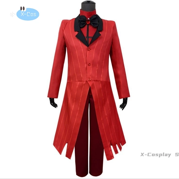 Hazbin Cosplay Hotel jednolite ALASTOR przebranie na karnawał dorosłych mężczyzn Halloween jednolita kurtka spodnie kostiumy czerwony garnitur Anime Cosplay