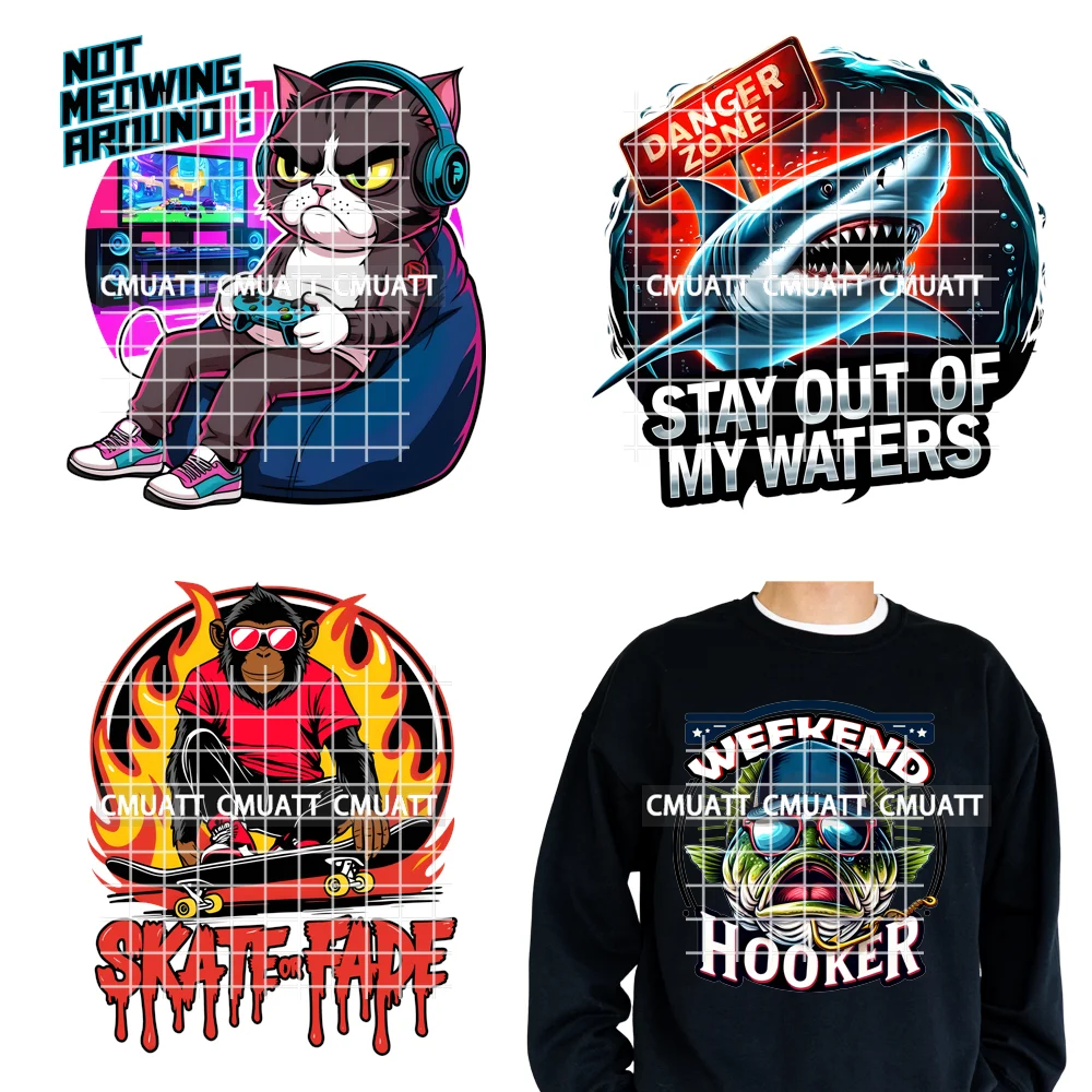 12 pulgadas bestias urbanas Cool Graffiti personajes animales citas Hip Hop vibraciones hierro en transferencias DTF pegatinas listas para presionar para textiles