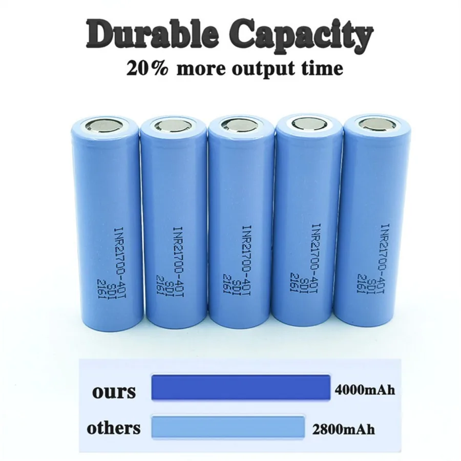 Original Battery 21700 4.0Ah INR21700-40T 4000mAh 30A 40T 3.7V High Discharge/large Capacity Lithium-ion Battery