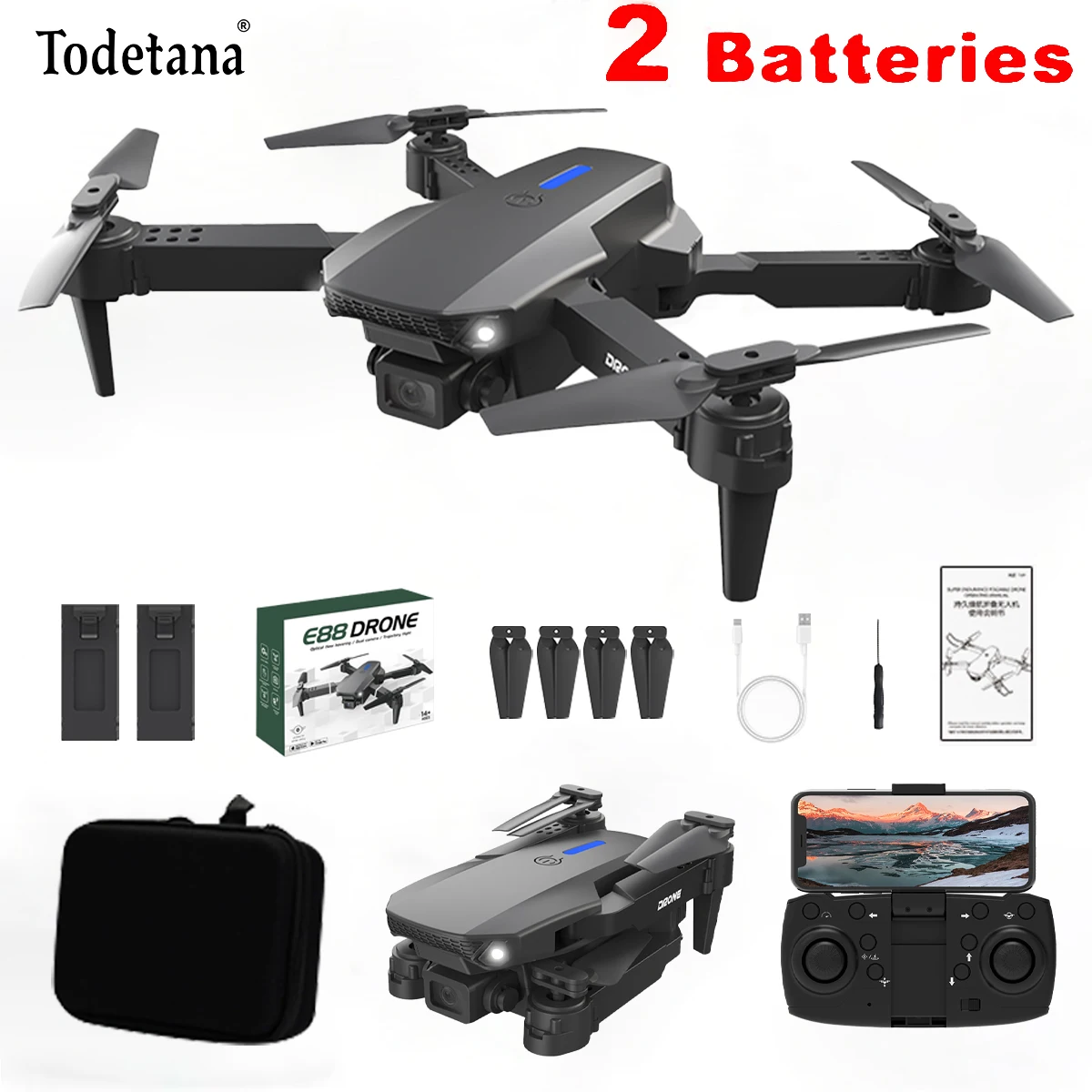 

E88 Folding Intelligent Obstacle Avoidance Drone 4K HD Aerial Photography With 1080P WiFi FPV Ultra Remote Control Children Toy