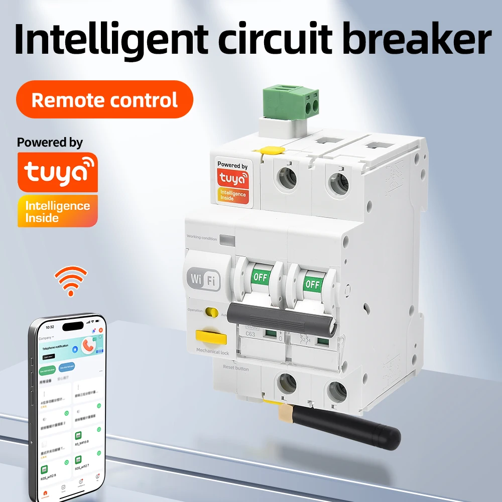 

SEAYA Tuya WiFi Smart Circuit Breaker On Din Rail Smart Life Remote Control On-off Device Timing Function C63 1P 2P 3P 4P 380V