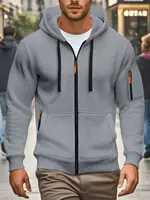 Men Autumn and Winter New Hoodies Long Sleeve Sweatshirt Pocket Zipper Design Hooded Sweatshirt Men Sportswear Casual Jacket 4