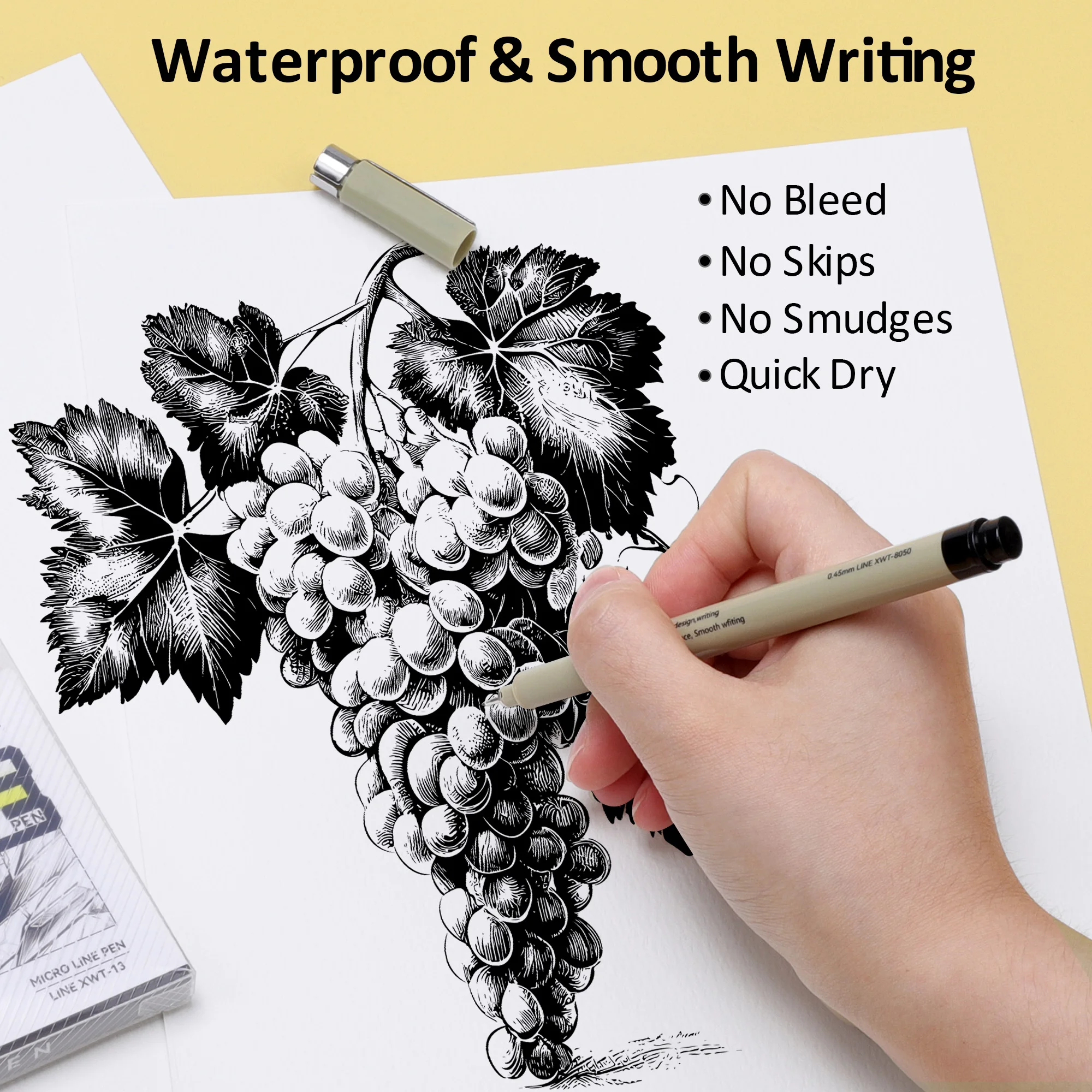 Black Micro Fine Pen 13/16Pcs Waterproof Pigment Liner Micron Pen Marker Set Sketch Hook Line Needle Pen Art Manga Outlining Pen