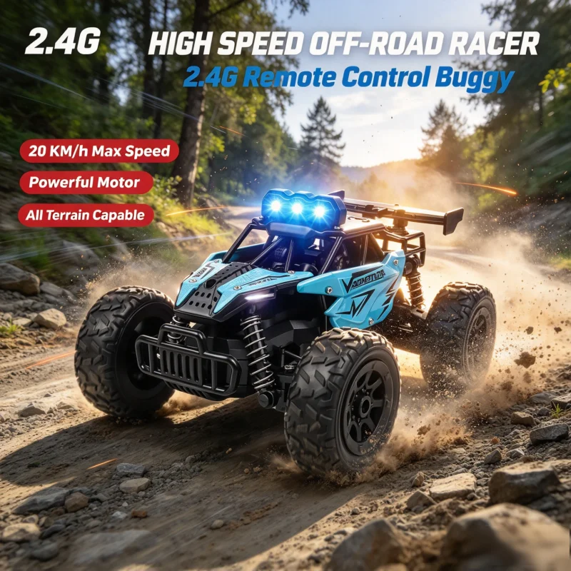 Mini Alloy Off Road RC Vehicle Remote Control Car With LED Lights Alloy Body Shock Absorption Offroad Hobby Toy Gift for Boys