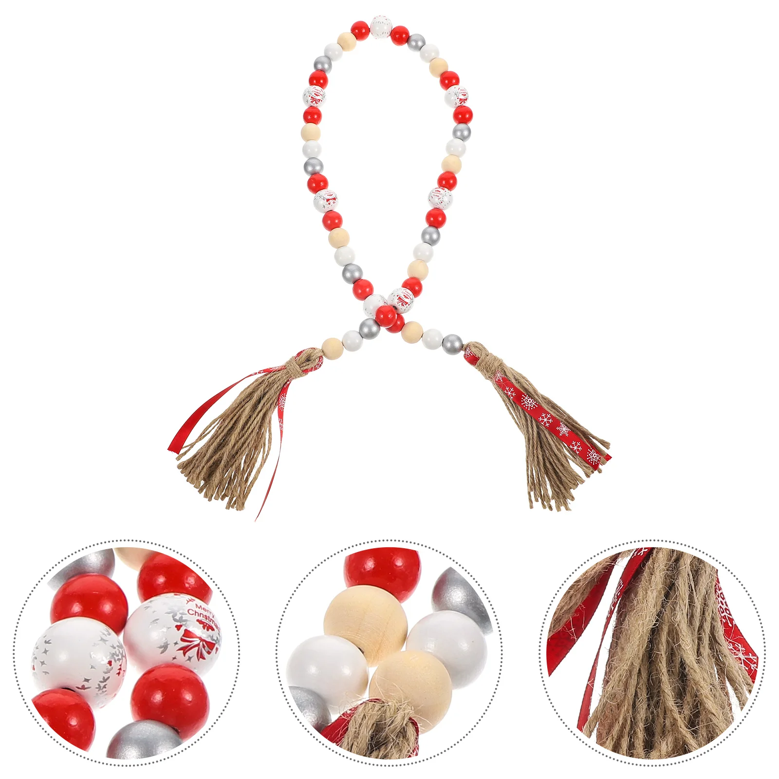 

Christmas Tassel Wood Bead Garland Rustic Wooden Hanging Decor Wall Party Decoration Wood Bead Garland Xmas Beaded String