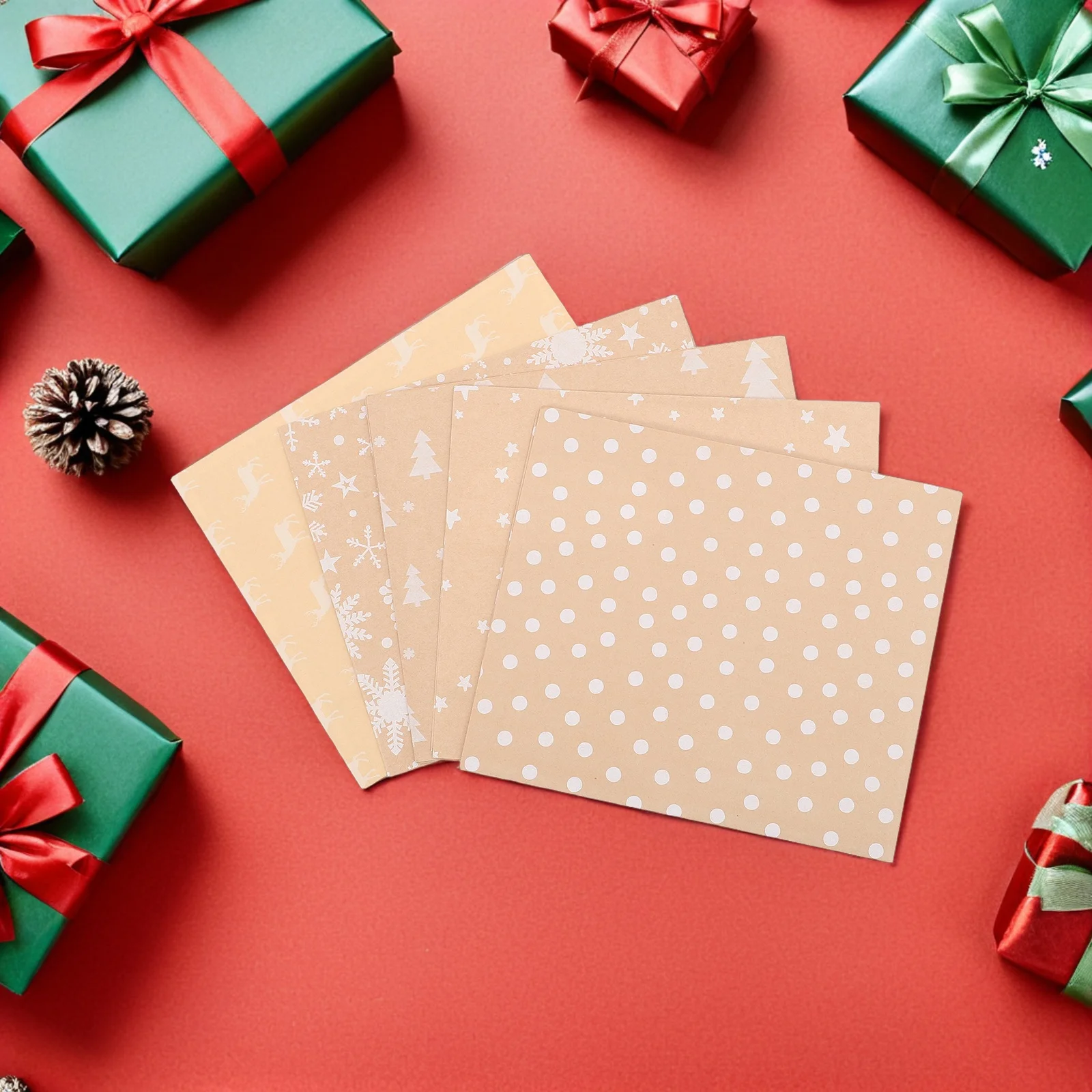 5 stuks inpakpapierrol: kerstcadeauverpakking kraftpapier met sneeuwvlokontwerp voor verjaardag huwelijksverjaardag bloemen