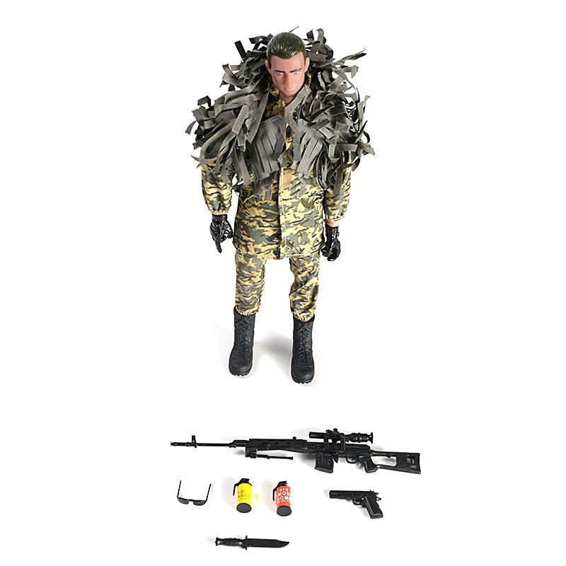 Figurines d'action mobiles articulées de soldats, fusil de tireur d'élite, CamSolomon Chothes, produits finis, jouet cadeau, 1/6, 28cm, 11 po