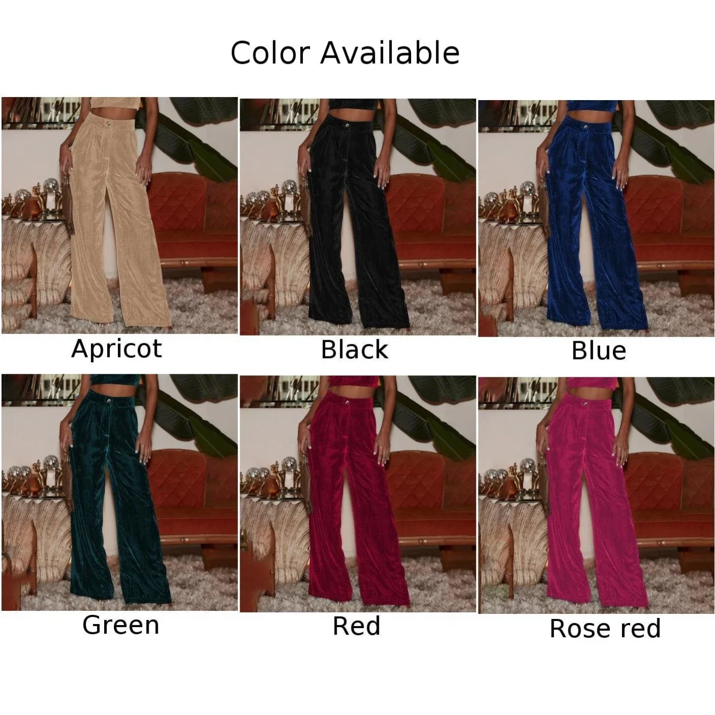 Elegant and Comfortable Velvet Wide Leg Trousers for Women  Plus Size Palazzo Trousers with Convenient Pockets