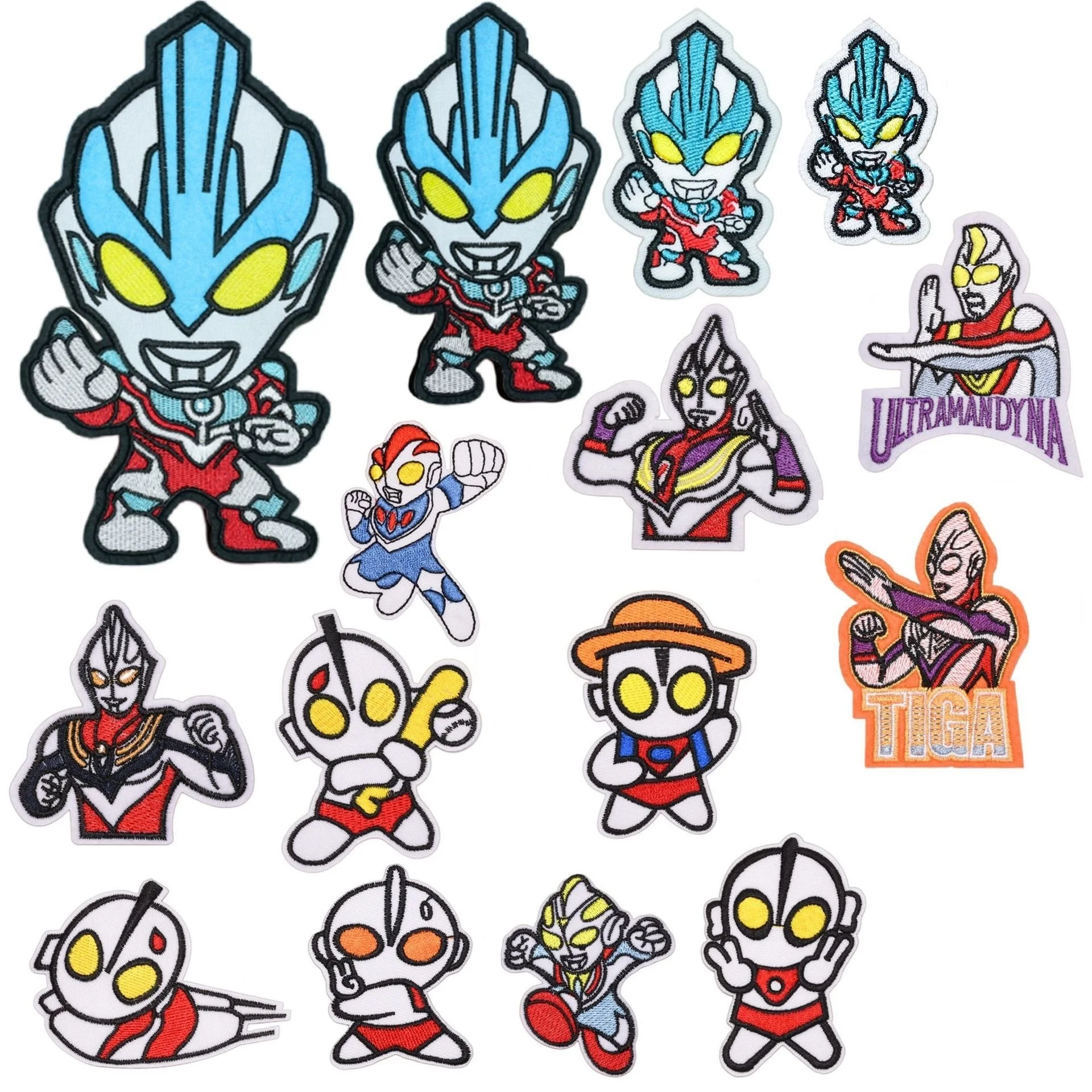 

15Pcs/set Anime Superheroes TIGA iron on Embroidery Patches for Clothes Jackets Fabric Stickers DIY Decor Jeans Sew Hat Applique