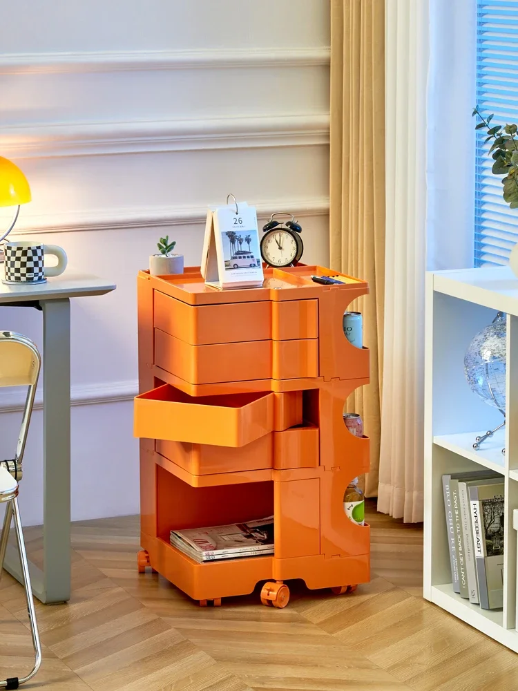 Minimalist Trolley Storage Rack Bedside Cosmetics Storage Cabinet Large Capacity Removable Rotating Multi-Function Storage Rack