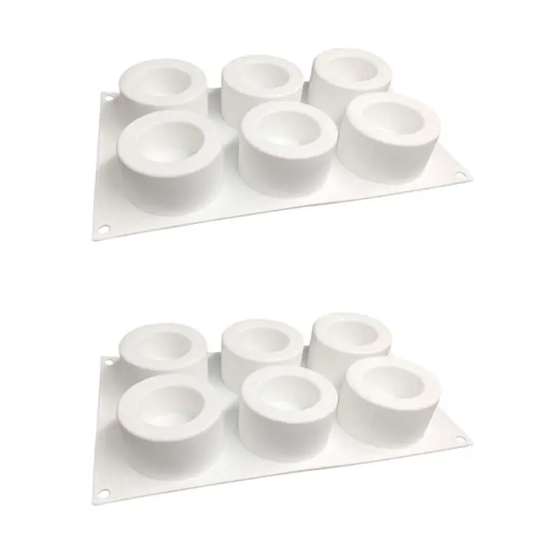 

A04G-2X 6 Compartments Silicone Pudding Cup Cake Mold French Dessert Mousse Cake DIY Baking Mold