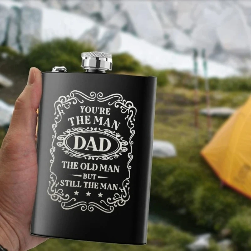 Birthday Gifts for Dad, Funny Hip Flask for Dad Stepdad, Best Dad Gifts From Son Daughter, Personalized Gifts Whisky Flask