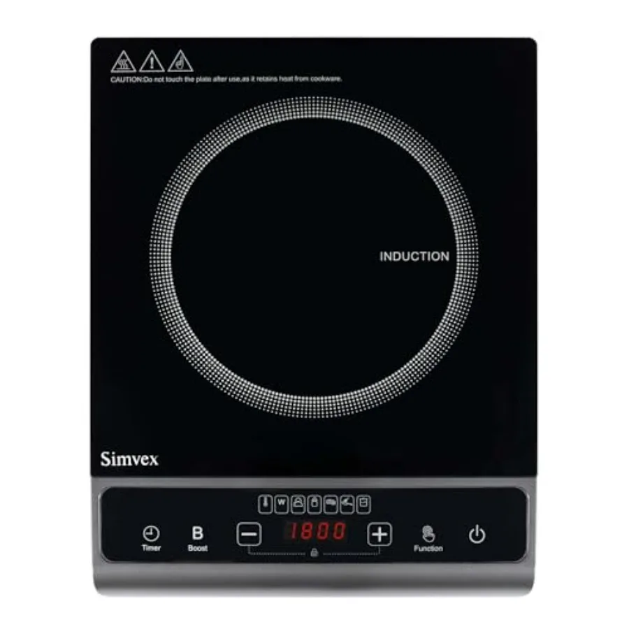 

Portable Induction Cooktop 1800W Countertop Burner with 9 Power Levels Child Lock 5-Min Boost Mode 5 Preset Cooking Functions A