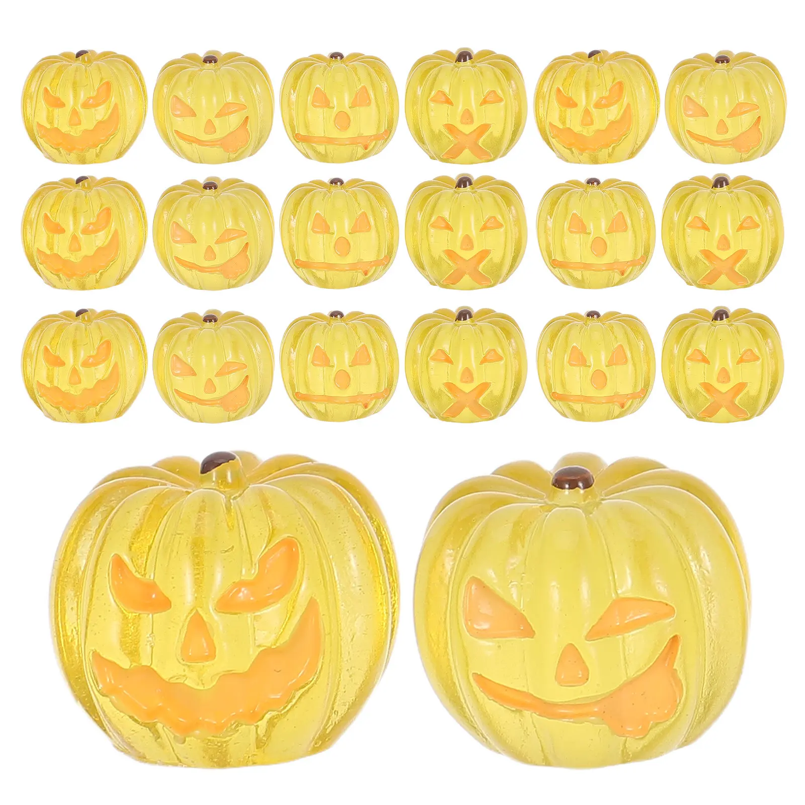 24Pcs Mini Resin Halloween Pumpkins Spooky Smiling Faces Micro Scene Decorations for Tiny House Tabletop Vase Fillers Seasonal