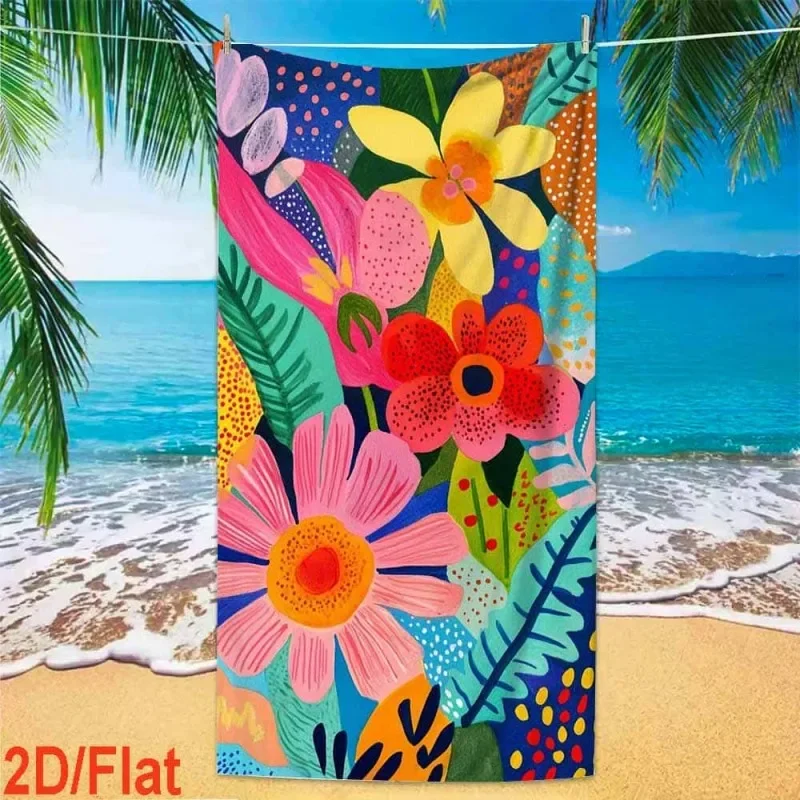 Colorful Polka Dot Abstract Boho Floral Art Print Quick Dry Sand Resistant Microfiber Beach Bath Towel