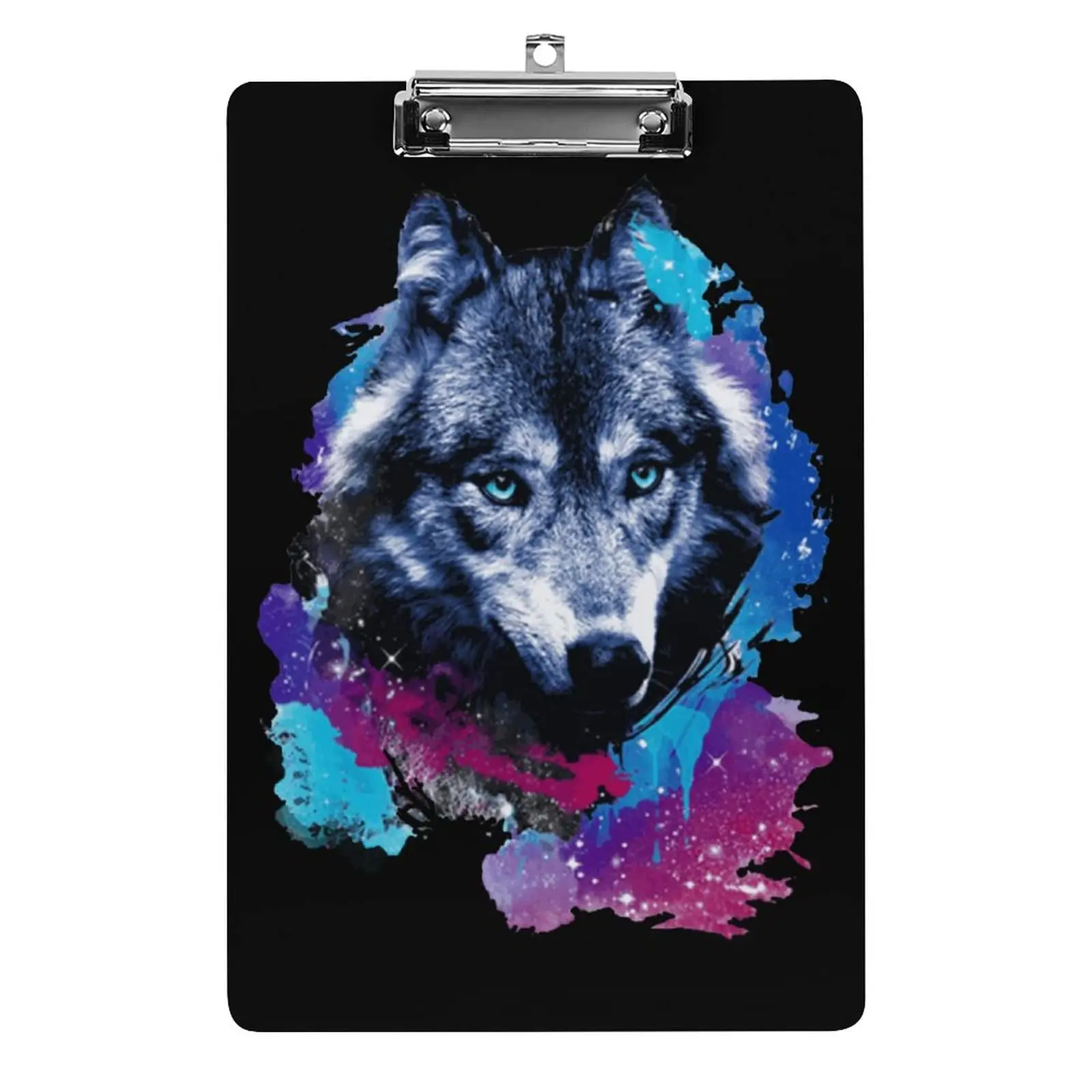 Wolf Pattern Acrylic Clipboard Cute Lightweight A4 Clip Board for Office School for Hanging Decorative Nursing Classroom Study