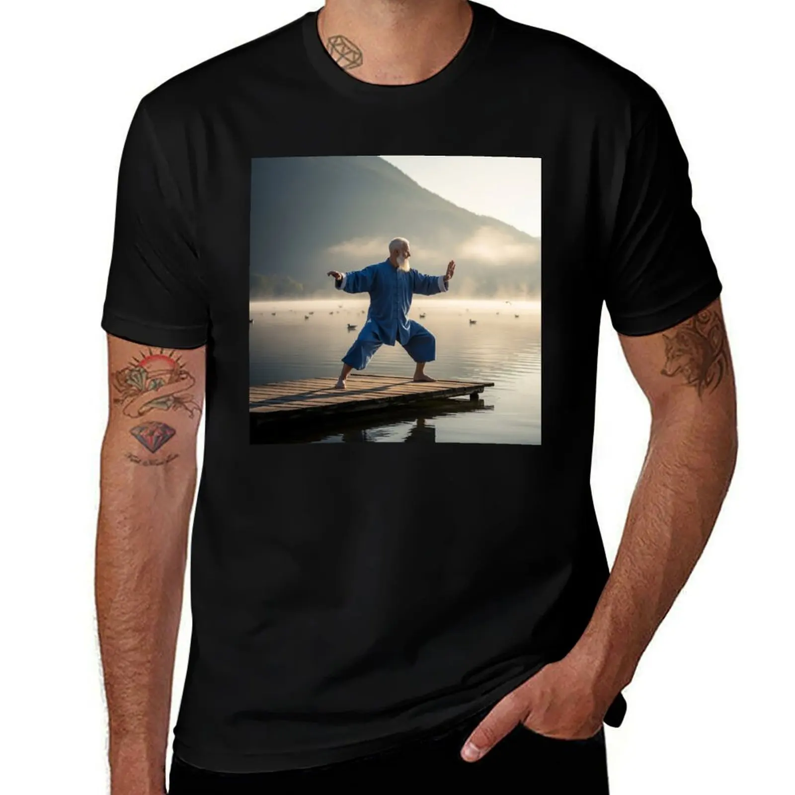 

Morning dew – Taiji on the shore of a lake T-Shirt Louboutins football t shirt men clothing
