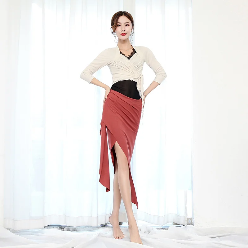 Belly Dance Outfit for Autumn & Winter Practice Wear Sexy Off Shoulder Top With Long Skirt Performance Dance Costume Set