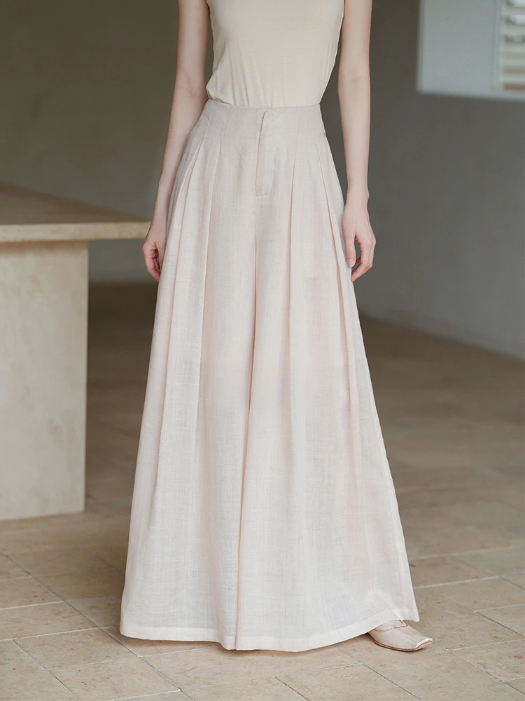 

Новые китайские женские широкие брюки-палаццо, лето 2025, с высокой талией, повседневные, струящиеся, легкие, длинные, тонкие, свободного кроя