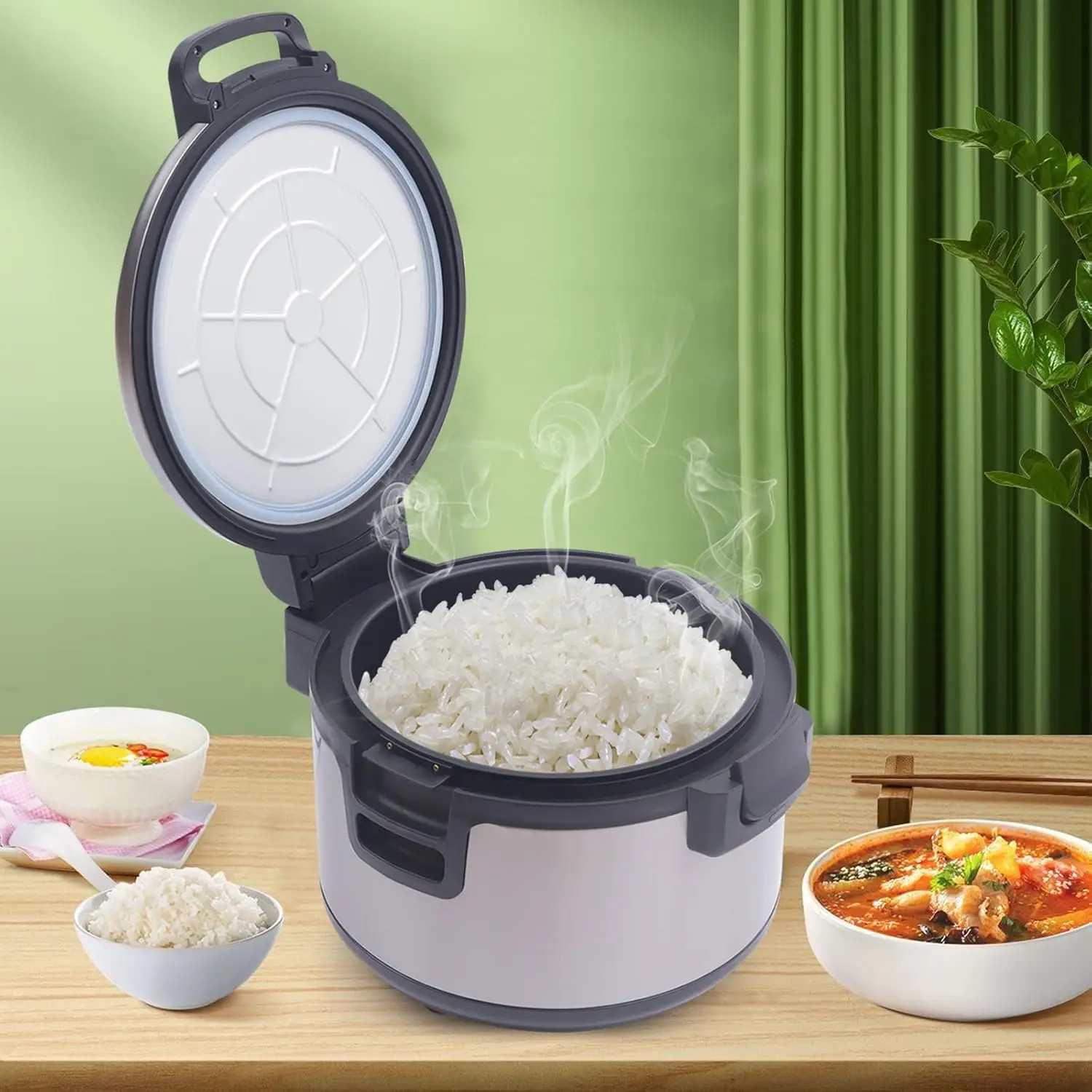 Commercial Rice Warmer, Non-stick Inner Pot, Efficient Insulation Electric Rice Warmer, Restaurant Stainless Steel Rice Warmer w