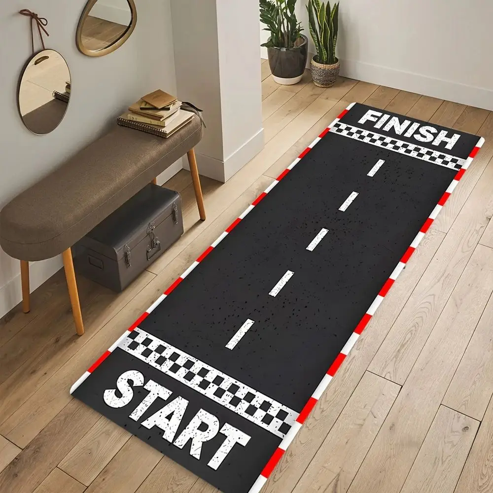VIKAMA Anti-slip Racing Carpet Simulation Track Road Floor Mat for Home Game Use