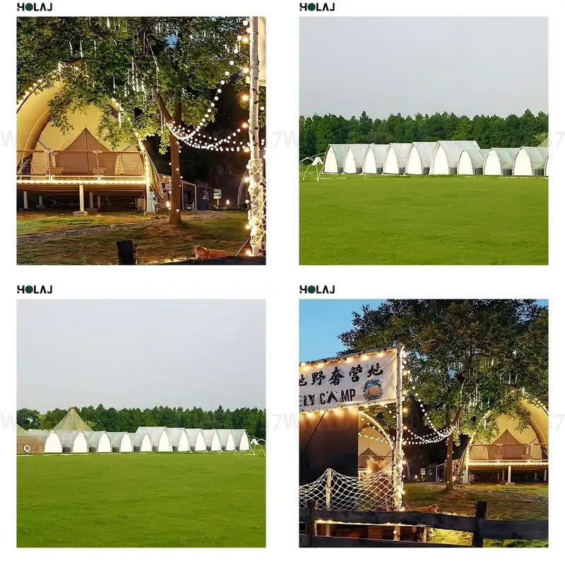 Boat Shape Glamping Lodge Tent Steel Frame Cabin for Large Greenfield Glamping Park & Holiday Resort Cluster Development