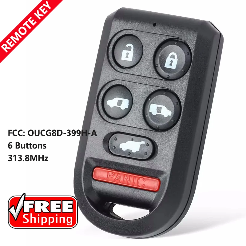 DIYKEY дистанционный автомобильный брелок с 5/6 кнопками 313,8 МГц для Honda Odyssey EX, EXL Touring 2005-2010 OUCG8D-399H-A 72147-SHJ-A21/A61