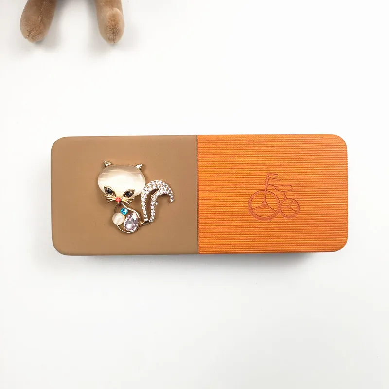 دائم مربع هارد شل نظارات حالة بسيطة الثعلب نمط نظارات حالة الإكسسوارات للنساء صندوق نظارات فتاة هدية B2