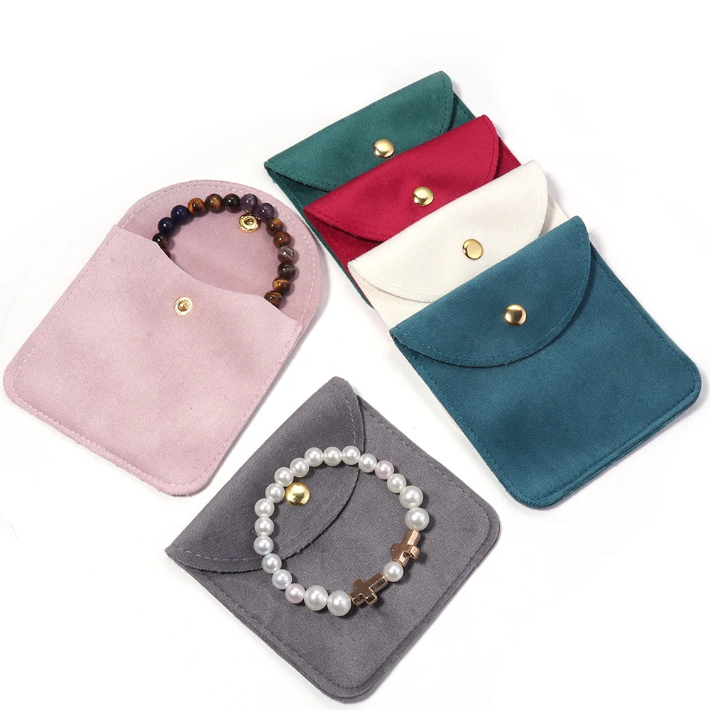 

2/10Pcs Velvet Ornament Packaging Pouch Snap Button Bag Rings Earrings Bracelet Necklace Storage Wedding Party Chic Gift Pouches