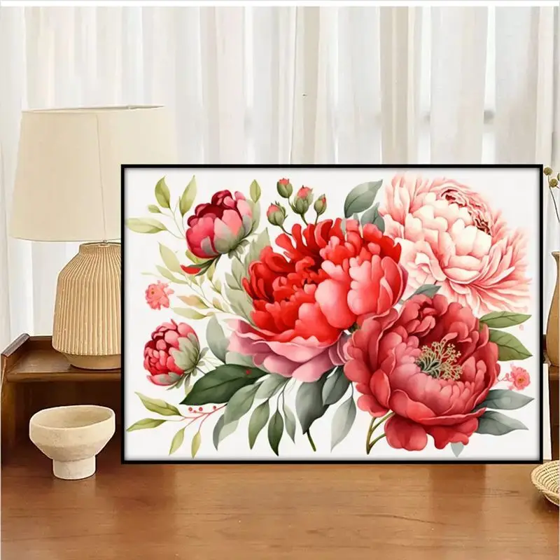 Handmade cross stitch completes customized wall flower home decoration.  Pre paid deposit link for shipments within 2-5 months