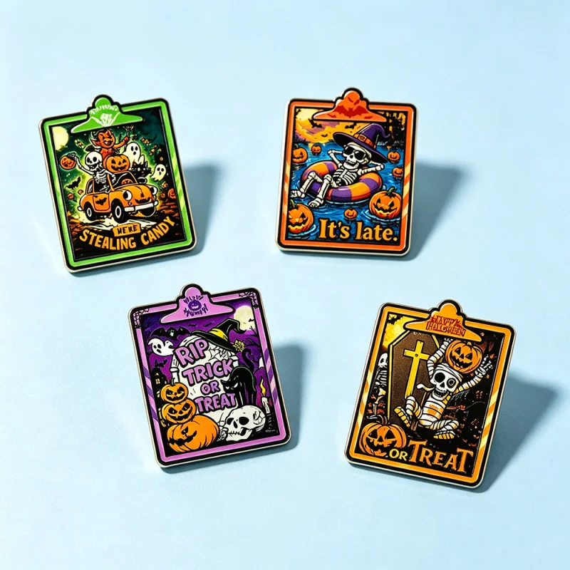 New Halloween Gothic Skeleton Pumpkin Enamel Lapel Pins Trick Or Treat Horror Cartoon Brooch Backpack Decor Badge
