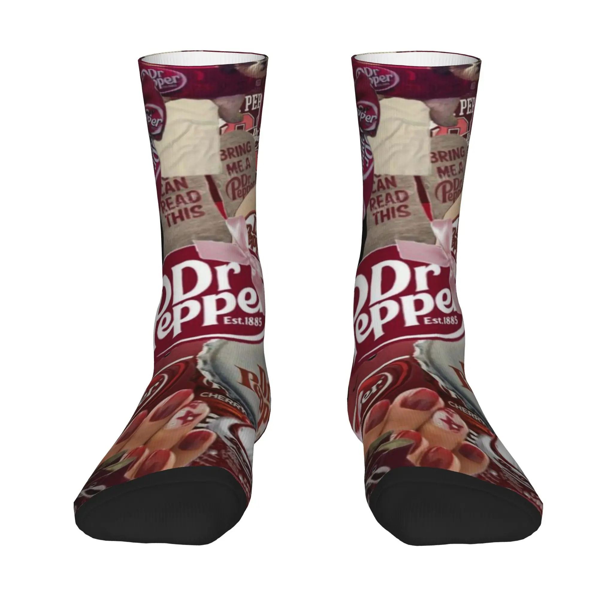 1 Pair Funny Sock Dr Pepper Red (16) Rock Seamless Pattern Printed Men Crew Socks Novelty Men's Socks
