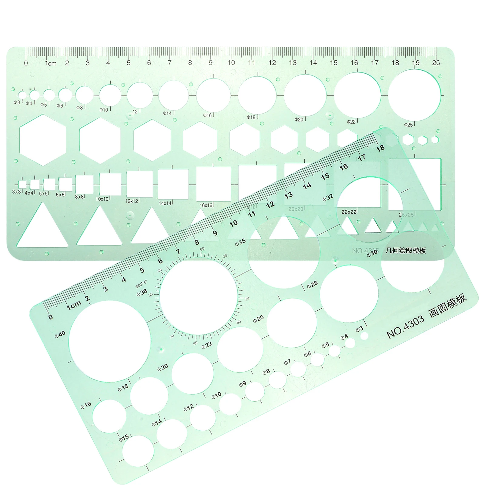 2pcs Circular Ruler Multi-Functional Drawing Stencils For Students Engineering Drafting Measuring Tools School Office Supplies