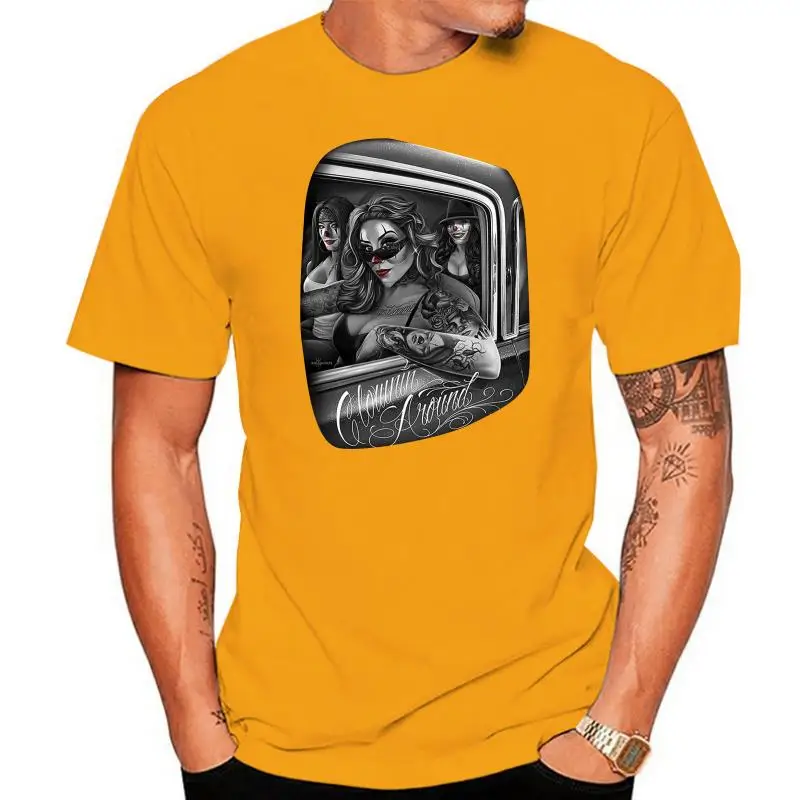 Custom  t-shirts Men's Clowning Around Chola Lowrider Chicano DGA Art T-Shirt