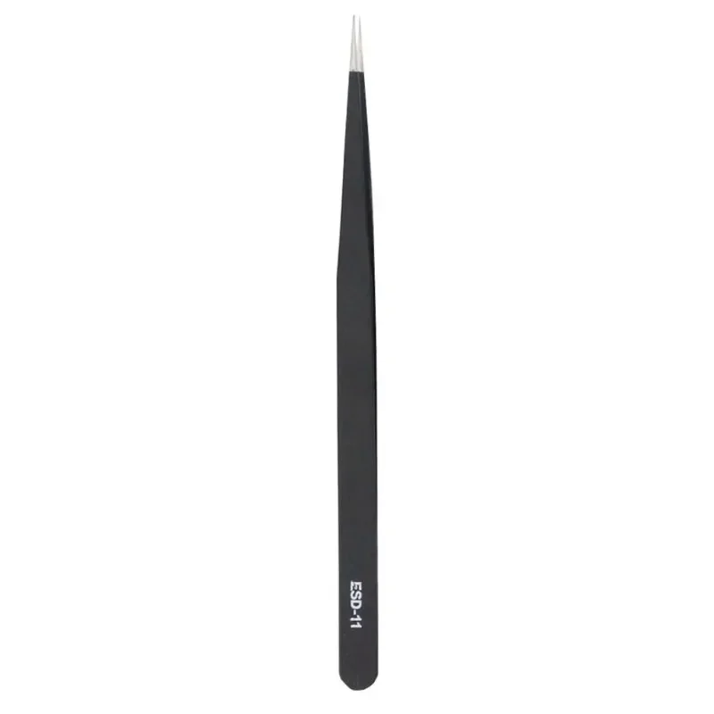 Hot Sell Precision Black Stainless Steel Tweezers Set - 10-17 Pointed Elbow Straight Edge Tool For Detail Work