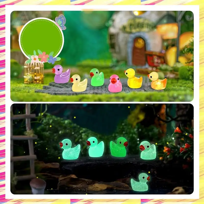 

ABJJ 200 PCS Luminous Mini Resin Ducks Glow In The Dark Tiny Duck For Garden Christmas Birthday Party DIY Decoration Craft